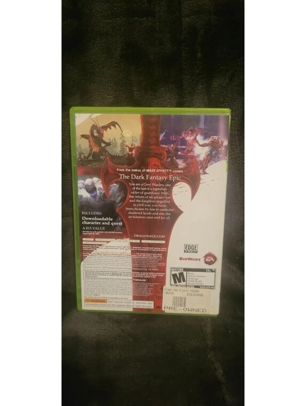 Dragon Age Origins Microsoft Xbox 360 2009 Fantasy Role Playing Video Game